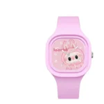 New Labubu Kids Watch Cartoon Dolls Character Round Silicone Strap Analog Digital Watch Boys Girls Children Toys Birthday Gifts-Round dial / Red