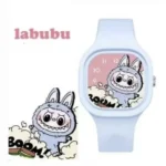 New Labubu Kids Watch Cartoon Dolls Character Round Silicone Strap Analog Digital Watch Boys Girls Children Toys Birthday Gifts-Round dial / Beige
