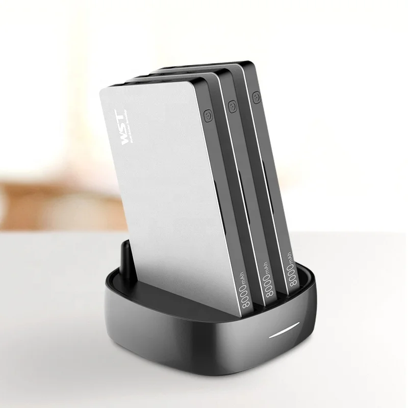 Hd13d487da6404d9f83e8146257bf5964h.webp Power Banks Metal Built in Cable USB C Mobile Phone Power Bank 8000mah Charging Station for Restaurant Hotel Coffee Shop Library-8000mah*3 / Silver 8000mah*3 power bank - Image 1