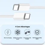 New Nylon Braided PD Fast Charging Cable Type-C to Type-c Cord Data Cable for Smart Phones Pure Copper Shenzhen Manufacturer - Image 3