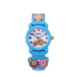 Sports Analog Quartz Watch for Kids & Pupils 3D Bear Pattern Waterproof Glass Dial Fashionable & Stylish 5mm PC Case for Girls-cute bear / Blue